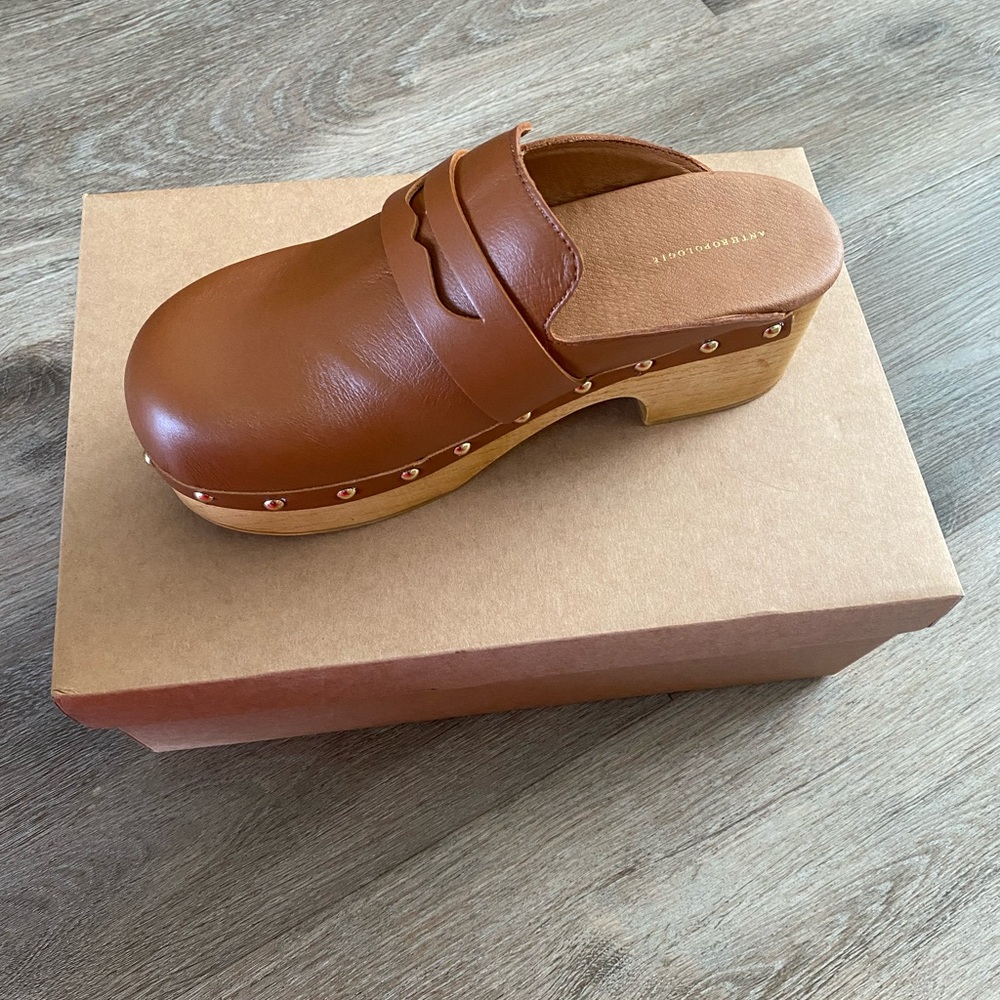 Anthropologie Tan Loafer Clog with Studded Trim - Picture 5 of 8